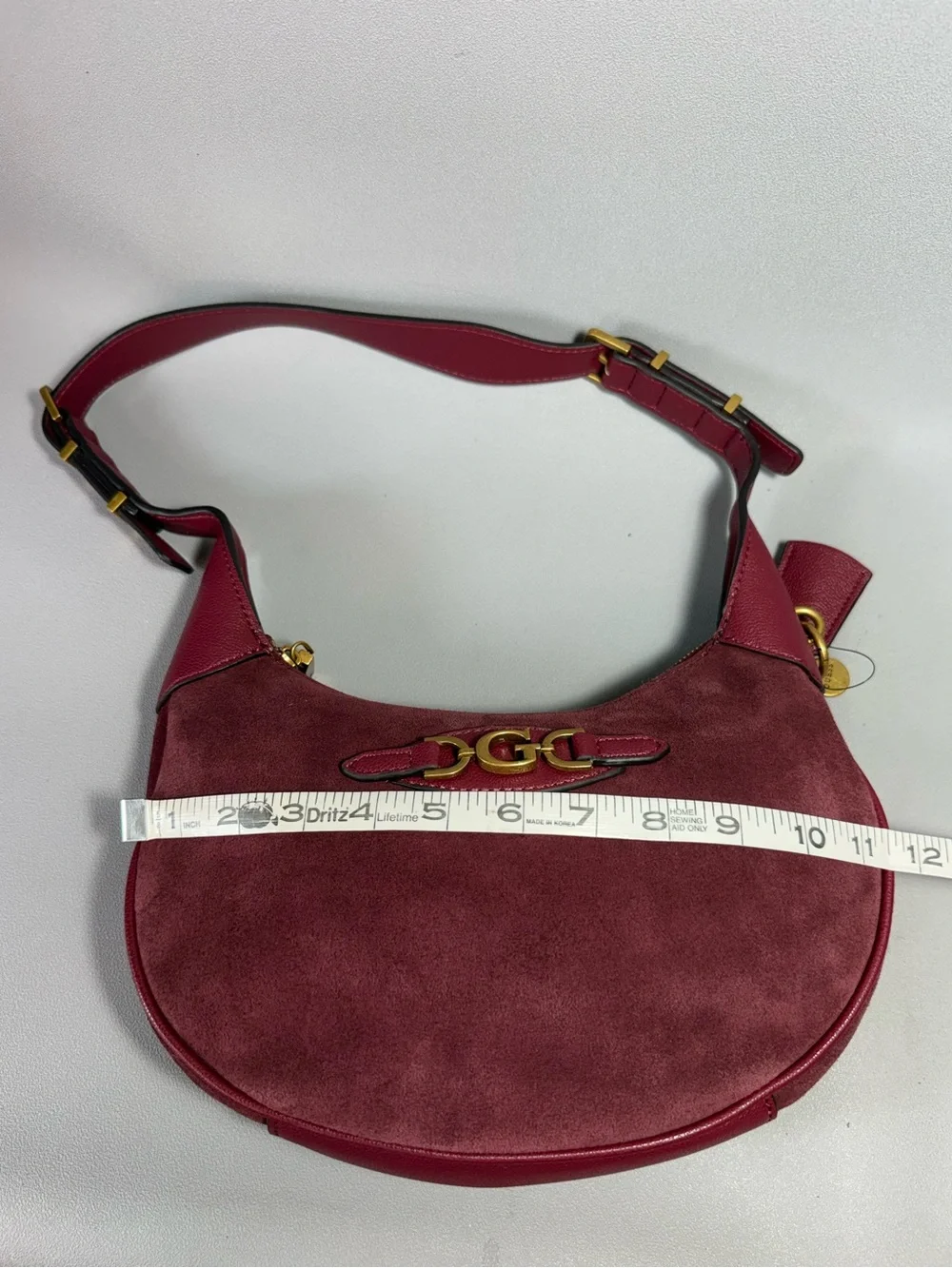 GUESS Malva Wine Suede and Leather Hobo Bag